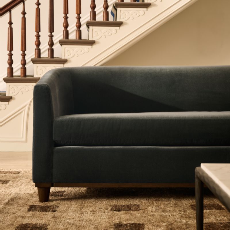  Galerie 100" Dark Grey Velvet Sofa by Todd Snyder 
