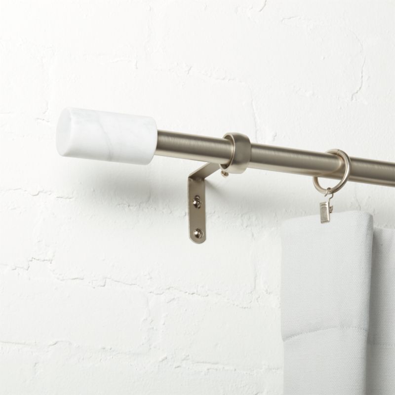 Nickel with White Marble Curtain Rod 28"48"x1"dia.