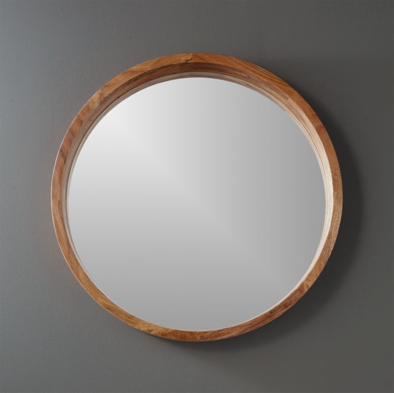 24\u0026quot; acacia wood round wall mirror   Reviews  CB2