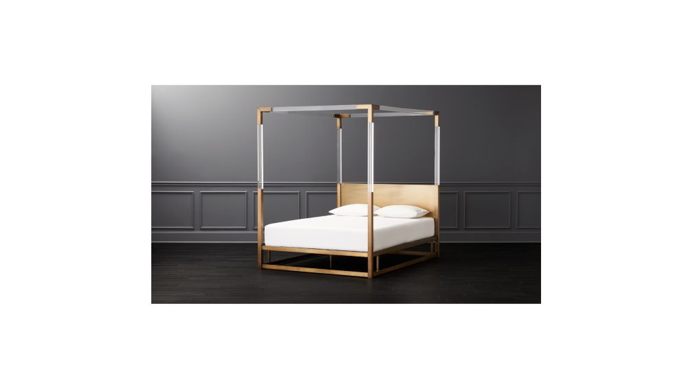 Acrylic Canopy Bed Queen + Reviews | CB2