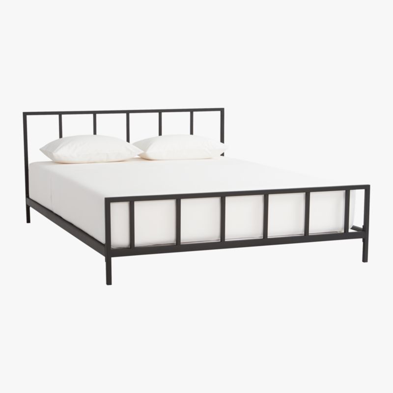 Cb2 simple black metal deals bed base