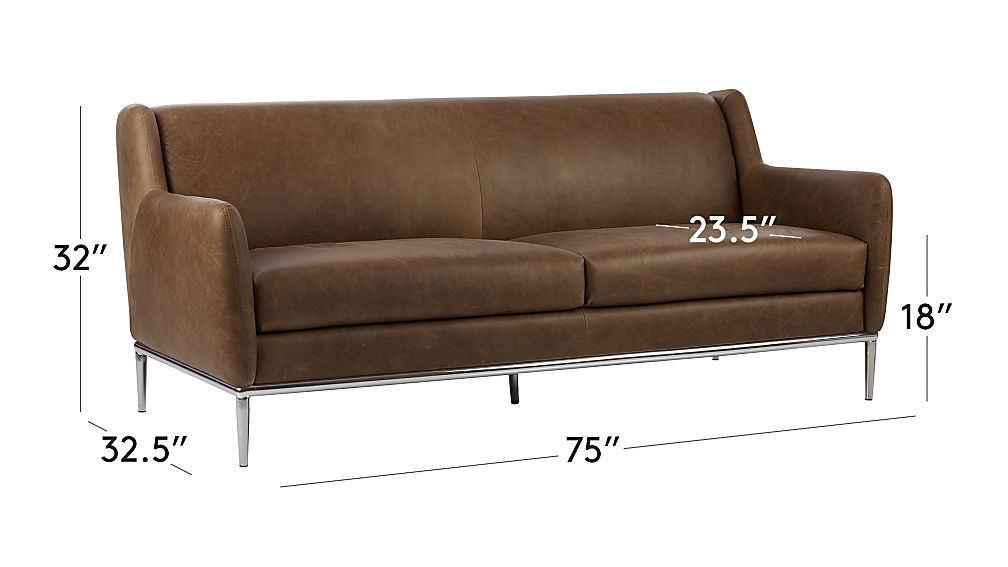 Alfred Distressed Brown Leather Sofa Cb2 Tap To Zoom Image With Dimension For Alfred Cognac Leather Sofa