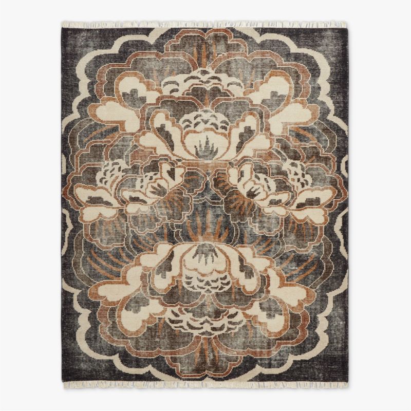 Eros Hand-Knotted Red and Blue Area Rug 5'x8'