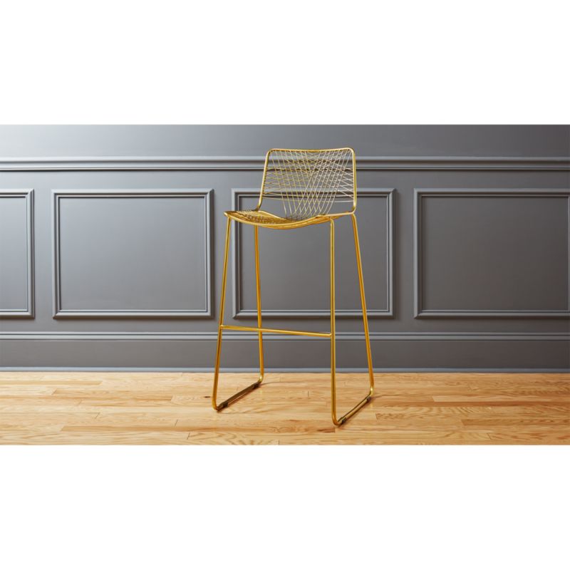 alpha brass 30" bar stool CB2