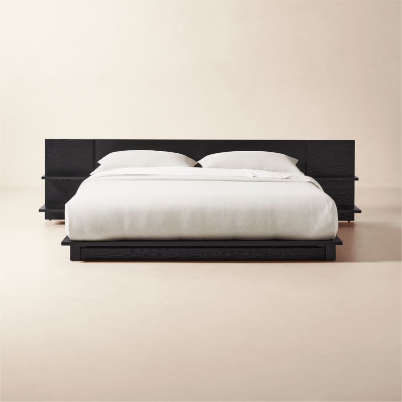 Amani Hand-Forged Steel Framed Black and White Boucle Upholstered Canopy King Bed
