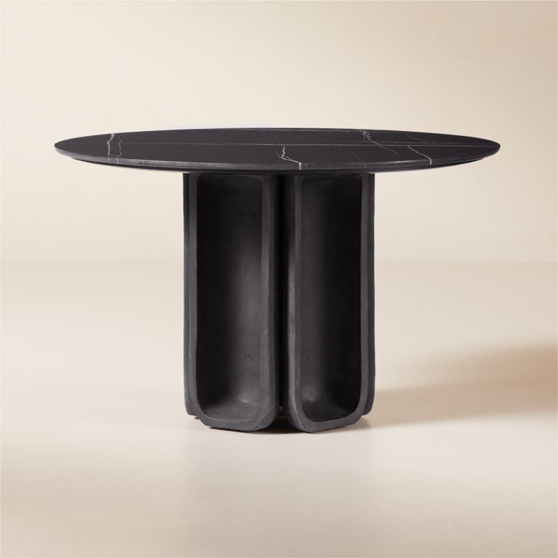 Aster 72" Oval Black Marble and Aluminum Dining Table