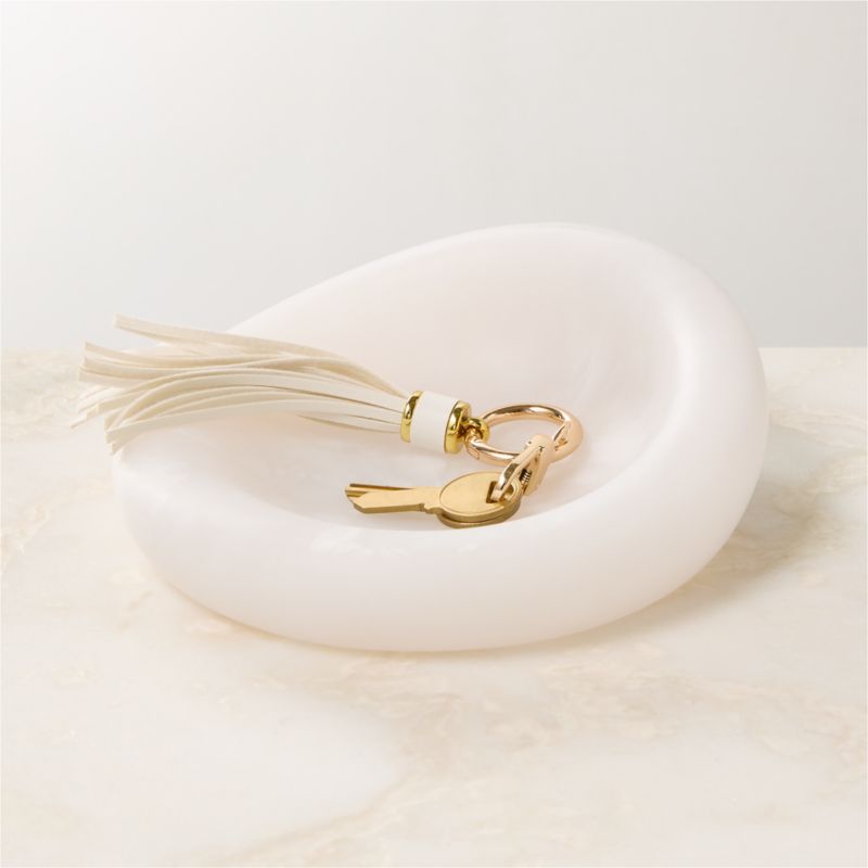 Anya White Swirled Resin Catchall Dish