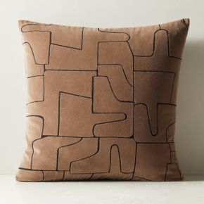 Arabella Sand and Black Velvet Throw Pillow with Down-Alternative Insert 23