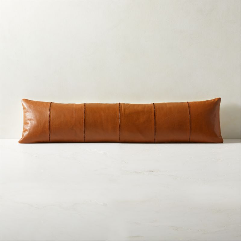 Artigo Brown Leather Lumbar Pillow With Down-Alternative Insert 48