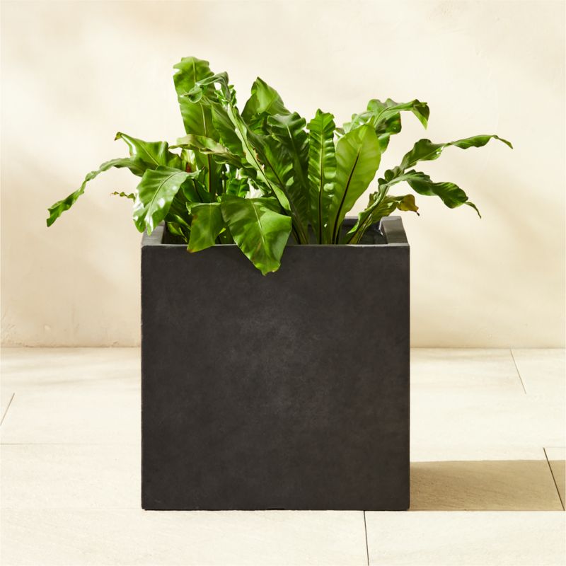Varo Square Black Metal Indoor/Outdoor Planter 16.25"x32"