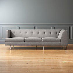 Avec Grey Left Arm Corner Sofa with Brushed Stainless Steel Legs