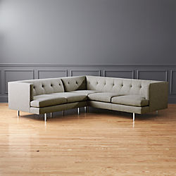 Avec 2-Piece Grey Sectional Sofa with Brushed Stainless Steel Legs