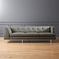 Avec Grey Right Arm Corner Sofa with Brushed Stainless Steel Legs