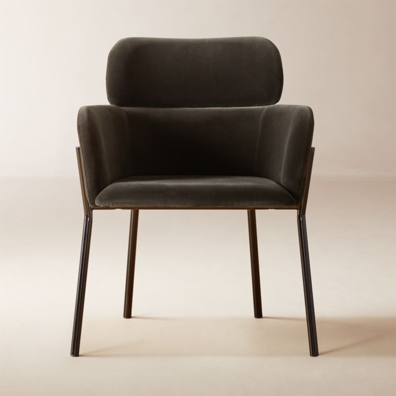 Sigma Black Metal Dining Chair with Black Leather Seat Cushion