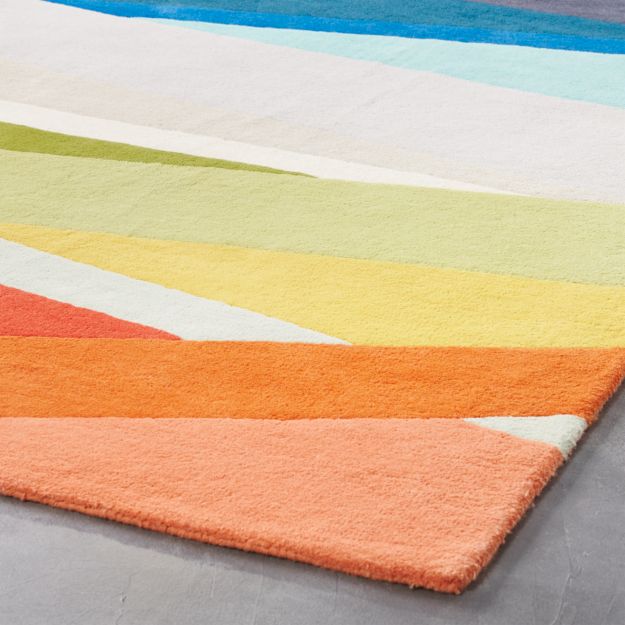 banded multicolor stripe rug CB2