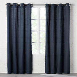 basketweave navy curtain panel