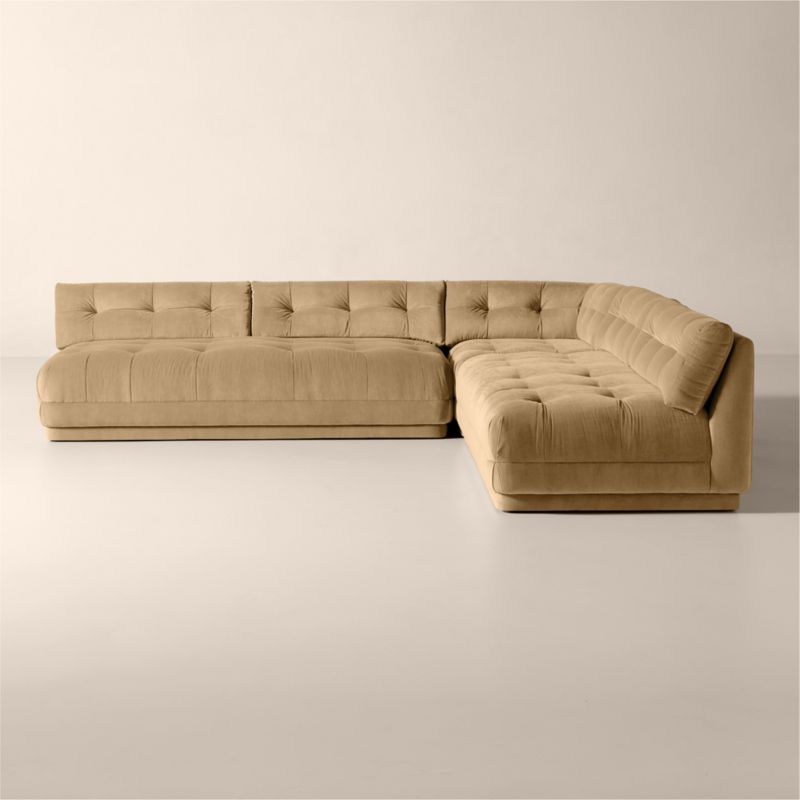 Yarrow 4-Piece U-Shaped Camel Woven Fabric Sectional Sofa