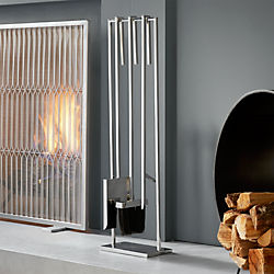3-piece bend stainless steel standing fireplace tool set