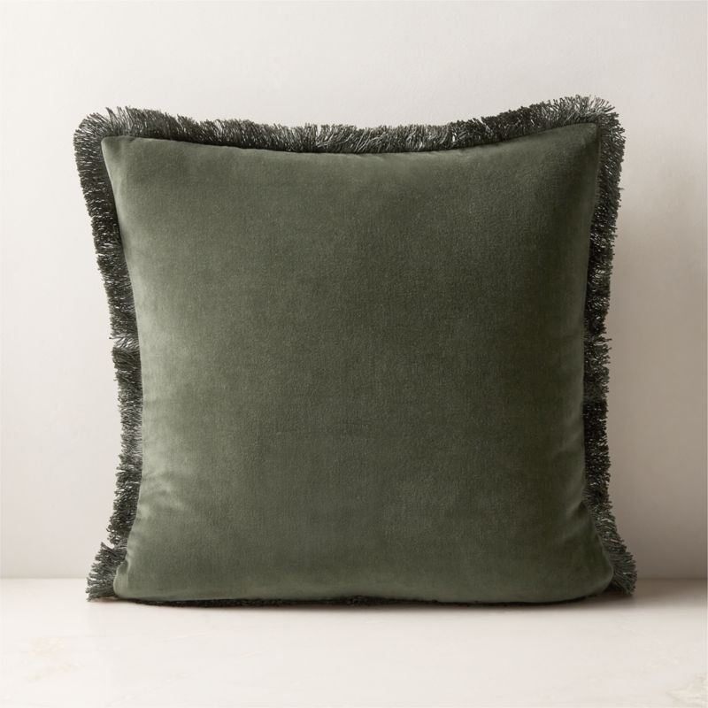 Bettie Forest Green Velvet Throw Pillow with Feather-Down Insert 20