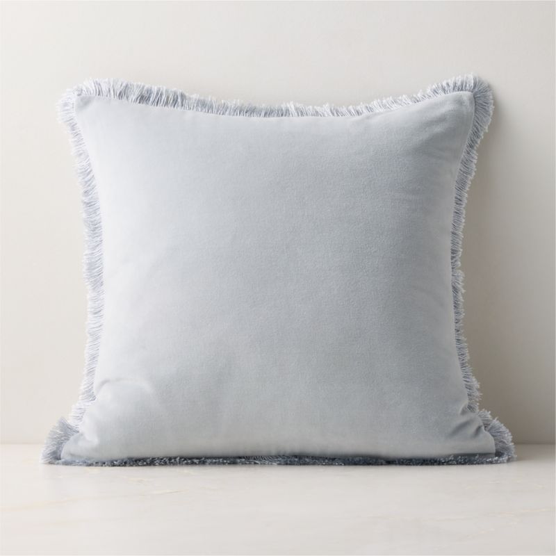 Bettie Light Blue Velvet Pillow with Down-Alternative Insert 20