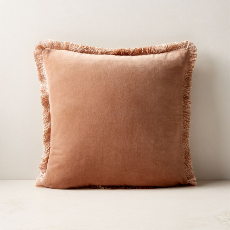 Bettie Light Brown Velvet Throw Pillow with Down-Alternative Insert 18