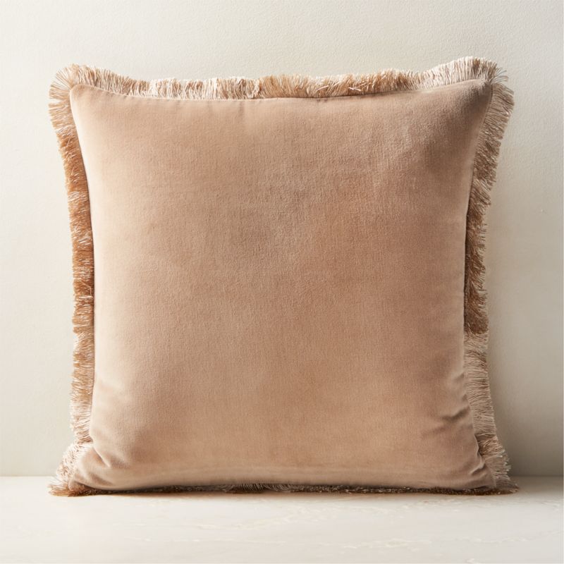 Evie Tawny Brown Velvet Reversible Throw Pillow with Down-Alternative Insert 20"x20"