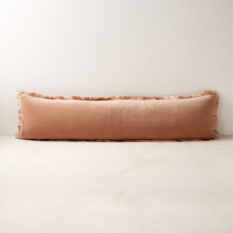 Gathered Suede Lumbar Pillow Cover 48''x12''