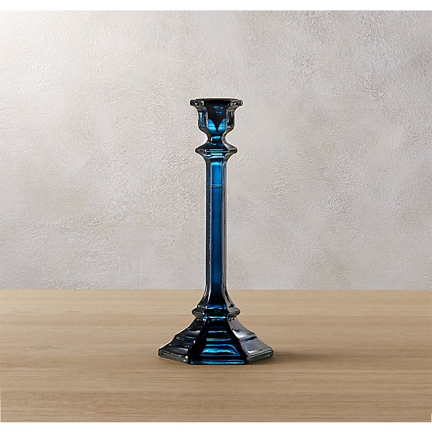 beverly large navy taper candle holder CB2