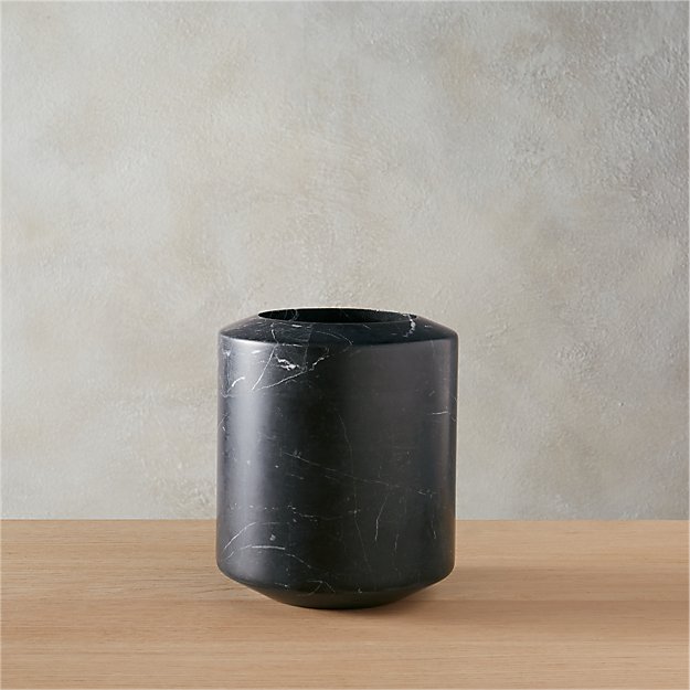black marble utensil holder CB2