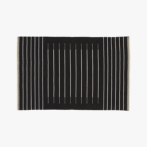 Black with White Stripe Rug 5'x8' CB2