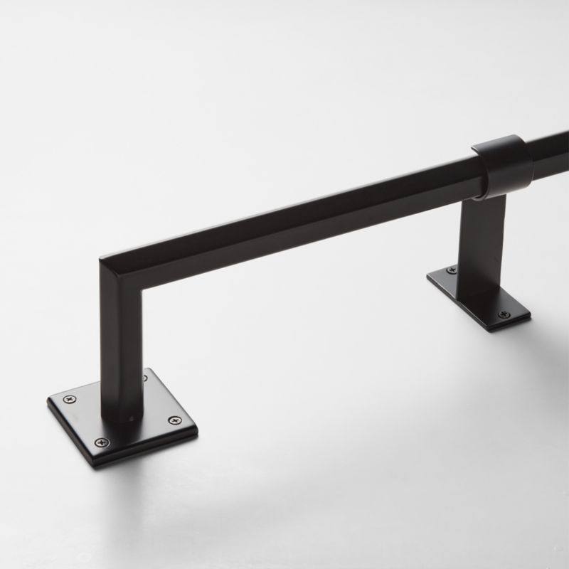 Porter Single Matte Black Curtain Rod with Knurled Finial 28''-48''x1.25''
