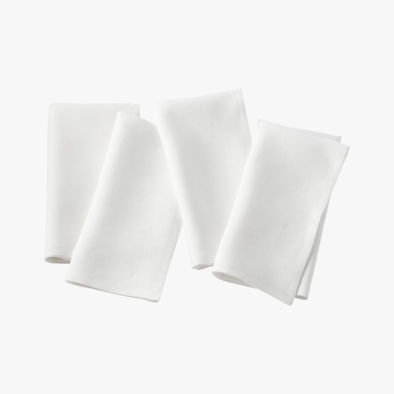 set of 4 bolt white linen napkins CB2