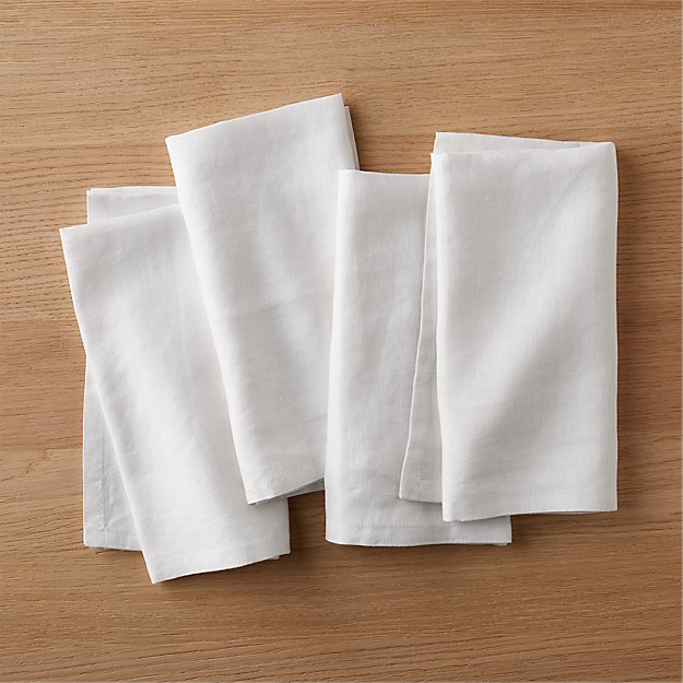 set of 4 bolt white linen napkins CB2