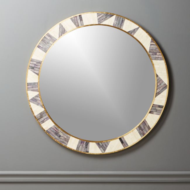 Online Designer Bedroom Grace Bone Inlay Round Wall Mirror 32