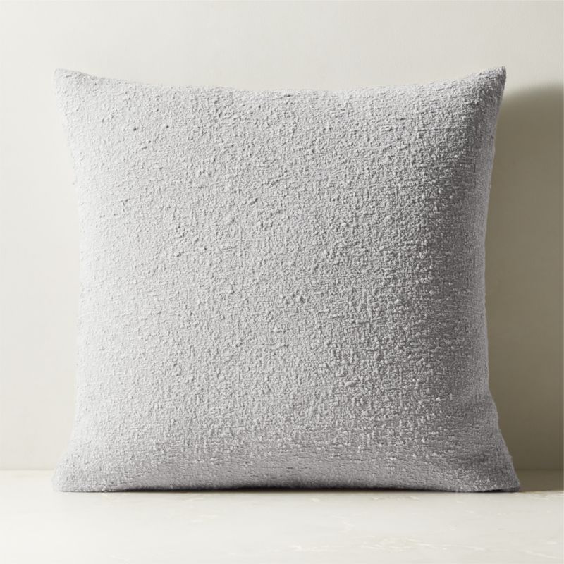 Warm Grey Boucle Throw Pillow with Feather-Down Insert 23
