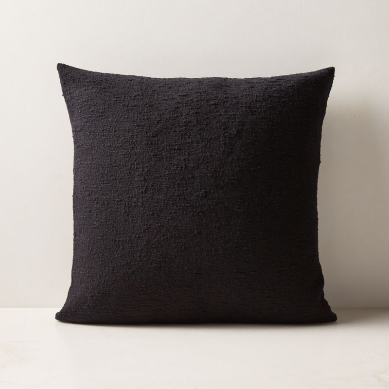 Demi Black Merino Wool Boucle Throw Pillow with Down-Alternative Insert 20"x20"