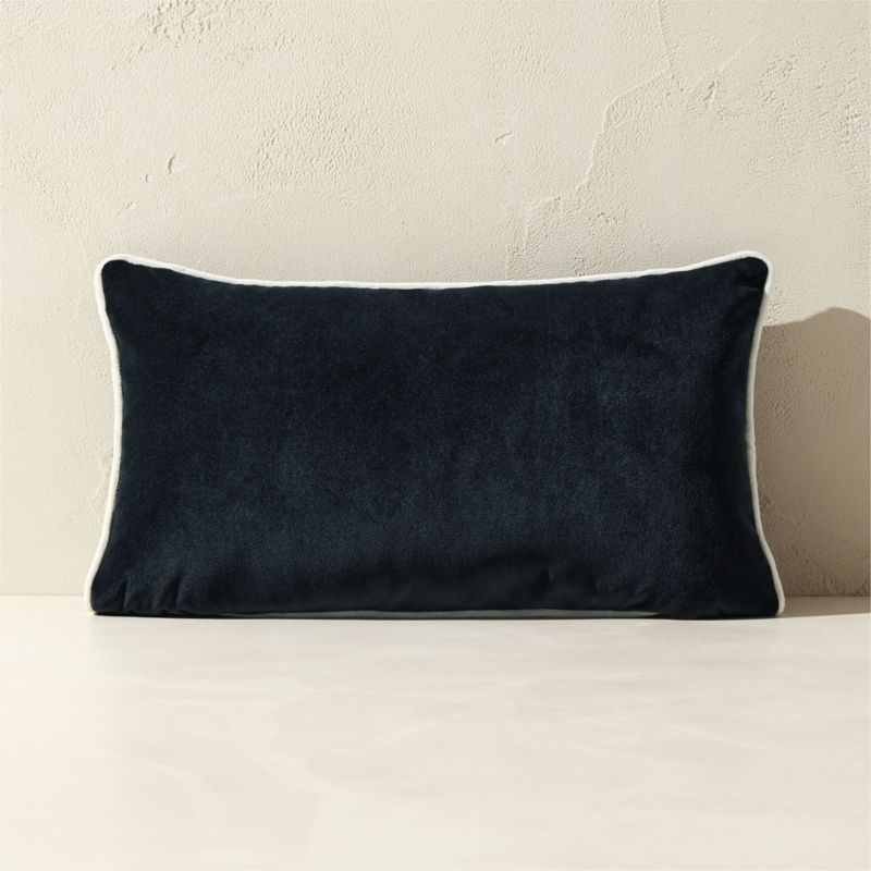 Bronte Black Velvet Outdoor Throw Pillow 20
