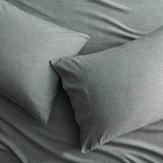 set of 2 brushed flannel blackwhite standard pillowcases CB2