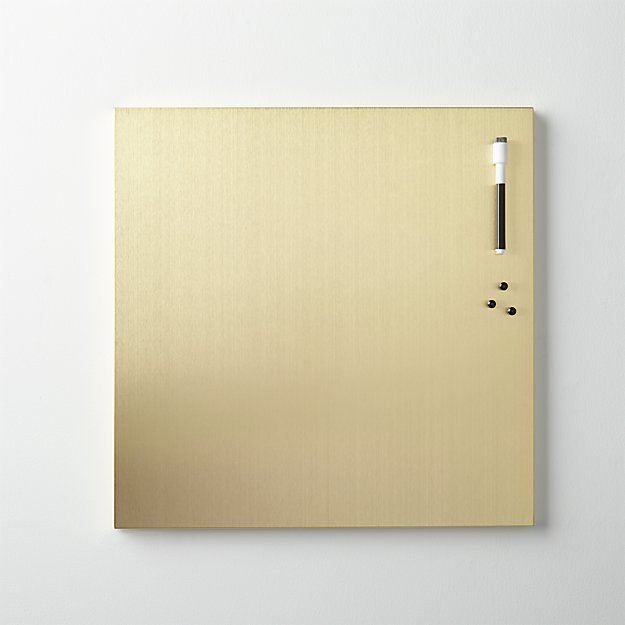 brushed gold dry erase board CB2