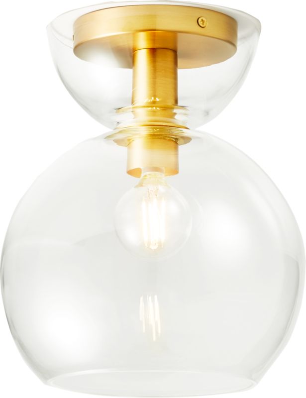 Bubble Glass Brass Flush Mount Light