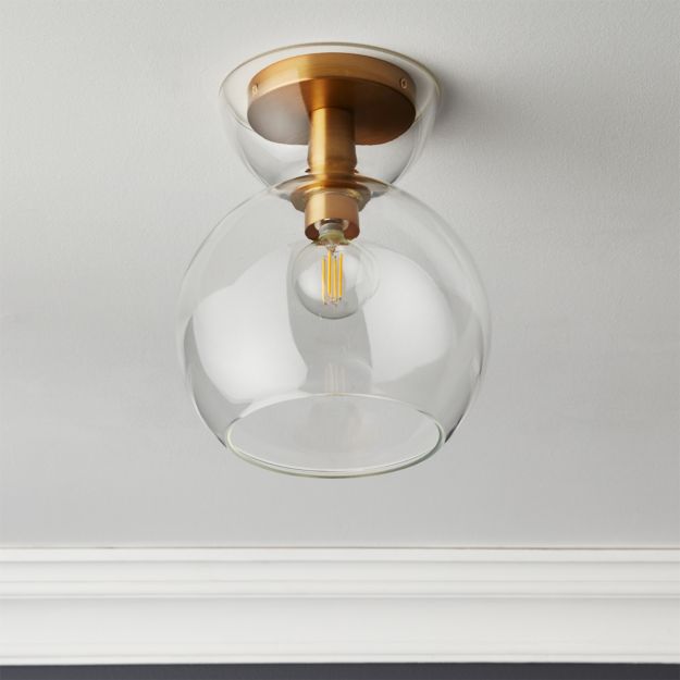 Bubble Glass Brass Flush Mount Light CB2
