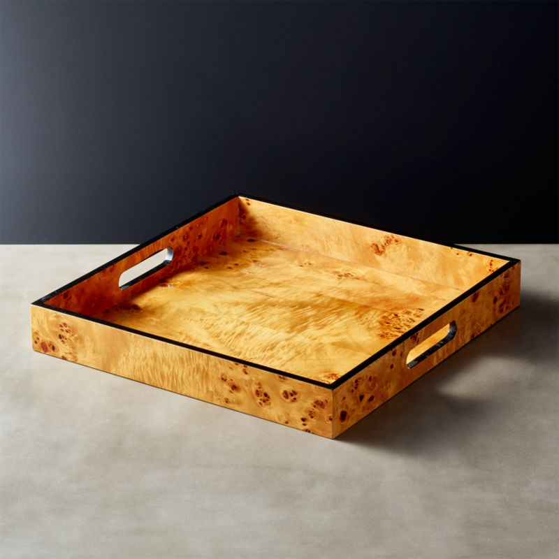 Square Wood Serving Tray + Reviews CB2