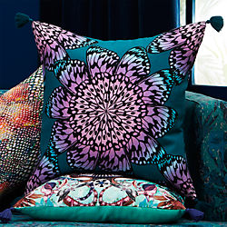 20" butterfly wheel teal with tassels pillow