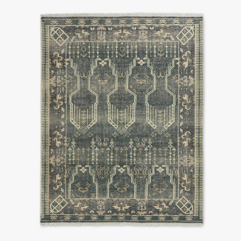 Cala Smoked Green Hand-Knotted New Zealand Wool Runner Rug 2.5'x8'