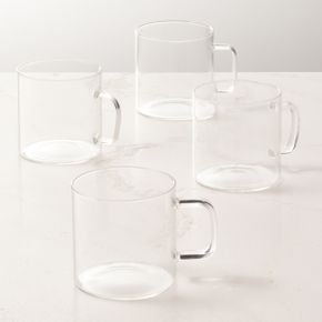 Cantina Clear Glass Coffee Mugs 10oz Set of 4