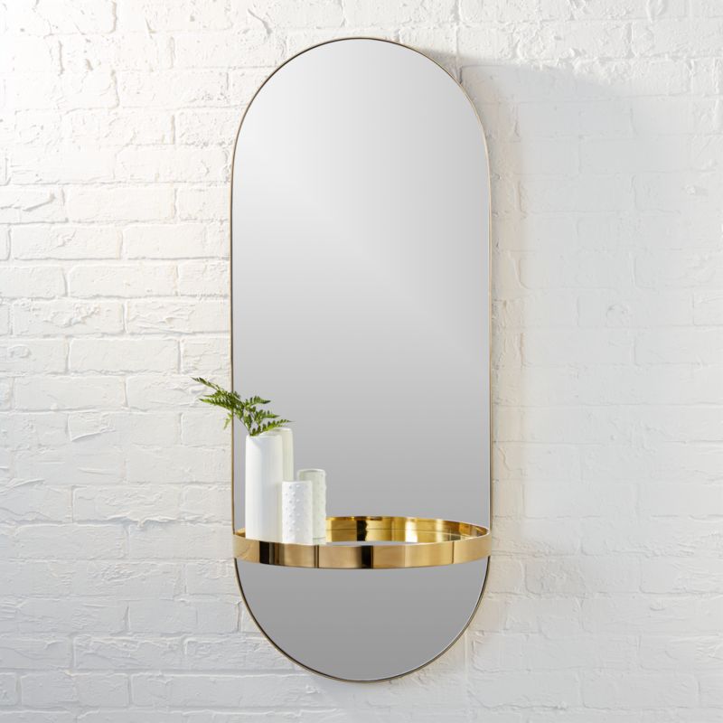 caplet oval mirror with shelf + Reviews | CB2