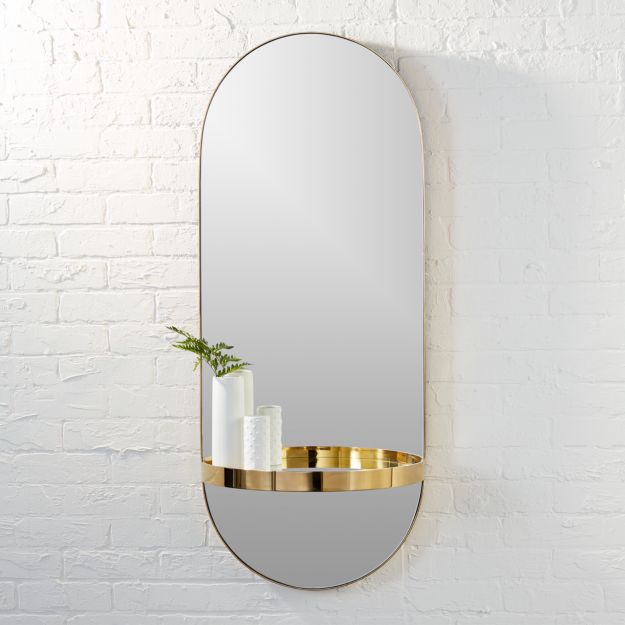caplet oval mirror with shelf + Reviews | CB2