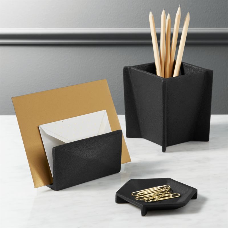 Matte black desk accessories  CB2