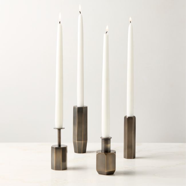 Celestine Blackened Brass Taper Candle Holders Set of 4 by goop
