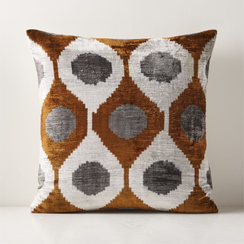 Arabella Sand and Black Velvet Throw Pillow with Down-Alternative Insert 23"